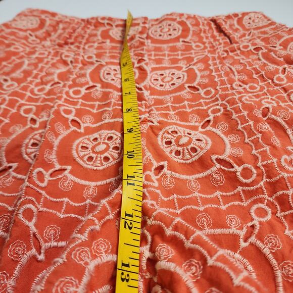 Sam Edelman Womens Romy Short Size 4 Orange White Eyelet Lace High Rise *NO BELT - Picture 11 of 12